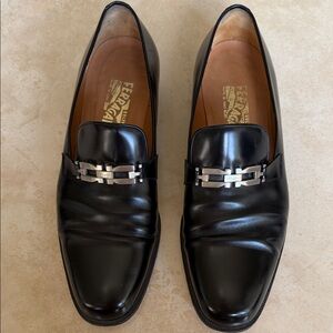 Salvatore Ferragamo Black Leather Bit-Detail Loafers
